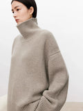 Advbridge Thickened turtleneck 100% pure cashmere sweater women's loose lazy knit silhouette sweater European products