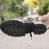 ADVBRIDGE  -  Women's Fashion Boots Pointed Toe Platform Sole Rough Heel Lace-up Short Boots Classic All-match Anti-slip Plus-size Women Shoes