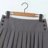 Advbridge Vintage Y2k Striped Pleated Skirt Women Sexy Preppy Style Low Waist Button Slim A-line Micro Mini Skirt Streetwear