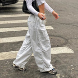 Advbridge Techwear Sweatpants Women Baggy Hip Hop Parachute Cargo Pants Y2k Low Waist Streetwear Casual Loose Wide Leg Joggers Pants