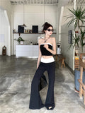 Advbridge 2024 New Temperament Fashion Gyaru Set Women Summer Contrast Color Tube Top Vest Slightly Flared Trousers Two-piece Set Fashion