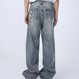Advbridge Autumn Men's Graffiti Y2K Streetwear Baggy Jeans Hip Hop Fashion Ripped Blue Denim Trousers Punk Straight jean pantalones hombre