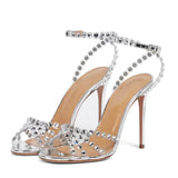 Advbridge Luxury Rhinestone High Heels Women Pumps Fish Mouth Sexy Thin Heel Sandals Dress Bridal Shoes Summer Designer Sandalias Mujer