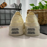 ADVBRIDGE  -  Women Pink Canvas Shoes Hook Female Students Solid Black Sneaker Thick Sole Low Top Beige Casual Shoes Tennis Sport Shoes