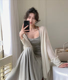 Advbridge Knitted Neck-mounted Long Dresses for Women Autumn New Elegant Fashions Slim Sleeveless Dress Evening Party Female Clothing