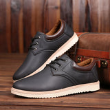 ADVBRIDGE  -   Men Leather Casual Shoes Platform Brand Comfortable Flat Shoes for Men Trendy Men Sneaker Oxfords Shoes Zapatos De Hombre