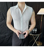 ADVBRIDGE  -  Slim Korean Style Sleeveless Trendy Business Casual Men's Hollow Cool Breathable Vest Shirt