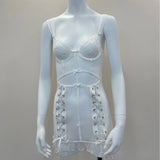 ADVBRIDGE  -  Erotic Underwear Sexy Lingerie Bandage Lace Perspective Mesh Suspender Nightdress Passion Temptation Hot Pajamas + Trousers