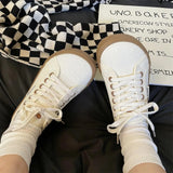 ADVBRIDGE  -  Girls white Light brown SneakersDesigner Canvas Shoes Women Low Top Sneakers Wide Toe Lace Up Trainers Shoes  Comfortable