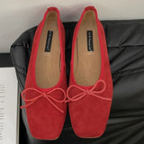 ADVBRIDGE  -  Autumn Women Flats Shoes Fashion Square Toe Ladies Ballerina Shoe Soft Flat Heel Outdoor Casual Mary Jane Candy Color Shoes