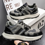 ADVBRIDGE  -  Chunky Sneakers Mens Designer Retro Running Shoes Fashion Casual Microfiber Leather Fabric Upper Height Increased Platform Shoes