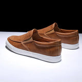 ADVBRIDGE  -  Spring Summer Men Flat Soft Leather Shoes Non-slip Fashion Slip on Male Black White Shoes KA1187