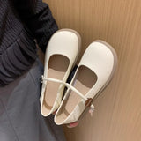 ADVBRIDGE  -  Mary Jane Flat Shoes for Women Spring and Summer New Style White Loafers with Skirt Gentle Small Leather Shoes