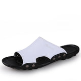 ADVBRIDGE  -  New Men's Slippers Summer Outside Leather Sandals Big Size Beach Slippers Anti-slip Mens Shoes