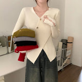 Advbridge Autumn Winter Gentle Wind Irregular Design Cross Sweater Harajuku Fashion Casual V-Neck Sweater Slimming Bottom Shirt