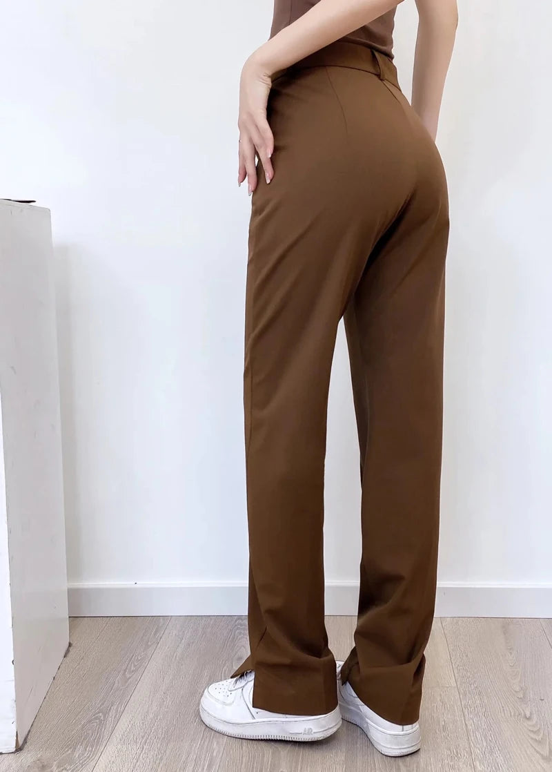 Advbridge -  Women Tailored Front Seam Suit Trousers With Stepped Hem Details Tailored Pants