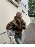 Advbridge  Autumn Winter Chic Luxury Short Soft Thick Warm Hairy Shaggy Faux Fur Coat Women with Hood Zipper Fluffy Jacket 2024
