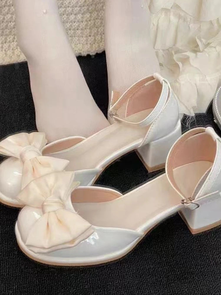 Advbridge Elegant Vintage Lolita Shoes Women Bow Kawaii Sweet Platform Shoes Female Korean Designer Fairy Buckle Shoes Summer New