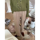 ADVBRIDGE Early Autumn New Hiphop Drape Narrow Version Khaki Tweed Casual Pants for Women Autumn and Winter techwear women