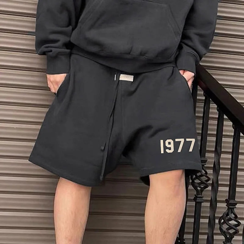 Advbridge Men's 1977 Summer Streetwear Basketball Casual Cotton Shorts Gym Fitness Sports Running Workout Jogger Short Pants Sweatpants