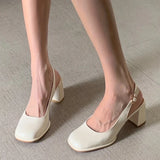 Advbridge Sandal Woman Summer New Thick Heeled Patent Leather Mary Jane Party Shoes Back Buckle Comfortable and Elegant Women's Shoes