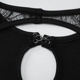 ADVBRIDGE  -  Elegant Black Floral Pattern Irregular Hollow Out Round Neck Open Back Bodycon Women's Dress Party Mesh Summer Tank Dresses