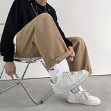 ADVBRIDGE  -  Cotton Casual Pants Men Oversized Wide Leg Pants Men Japanese Streetwear Hip-hop Loose Straight Pants Men Beige Trousers S-2XL