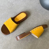 ADVBRIDGE  -  High Quality Satin Rivets Flat Sandals Square Heel Round Toe Women Sandals Summer Fashion Comfort Non-slip Vacation Beach Shoes