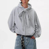 Advbridge Y2K Style Mens Hoodies Vintage Lace-up Design Zipper Hooded Jackets Men Streetwear 2025 Spring Autumn Casual Solid Color Hoodie