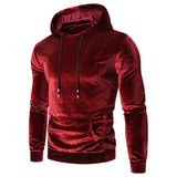 Advbridge Autumn Male Solid Drawstring Hooded Sweatshirt Streetwear Winter Men Long Sleeve Pullover Fashion Bright Velvet Hoodies Clothing