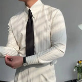 Advbridge Men‘s Wintern outfits Business Square Collar Stripe Retro 2024 Autumn Men's Splicing Button Fashion Slimming Style Versatile Casual Long Sleeve Shirts Advbridge Men‘s Wintern outfits