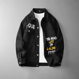 Advbridge Spring and Autumn Men's Denim Jacket Casual Solid Collar Single Breasted Jeans Jacket Men's Regular Opened Cotton Jacket