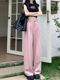 Advbridge  -  S-XL 3Colors Korean Women 2024 Summer Casual Thin High Waist Suit Pants Female Wide Leg Long Trousers Womens (73075