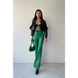 Advbridge Fashion Sexy Y2K PU Pants Summer High Waist Lace-up Micro-Pull Leather Pants Casual Streetwear Trousers Pants for Women