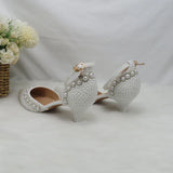 Advbridge  -  Bridal Wedding Shoes Fashion Sandals Woman Thin Heel Pearl Crystal Party Dress Shoes Woman High Pumps Ankle strap Pointed Toe