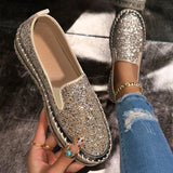 ADVBRIDGE  -  Women's Bling Rhinestone Decor Flats Comfort Thick Sole Slip on Casual Shoes Woman Fashion Glitter Platform Loafers Shoes