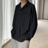 Advbridge Shirts for Men Hollow Out Lapel Men Blouse Vacation Sexy Handsome Fashion Men Clothing Mesh Long-sleeved Shirts Black/Apricot