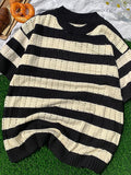 ADVBRIDGE  -  Striped Men'S Tee Clothing Cartoon Home Tee Clothing Popular Youth Contrast Color T Shirt Retro Funny Short Sleeve Q242