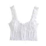 ADVBRIDGE  -  Women's Bow Decorated Poplin Camisole Official Store Women's 2000s Tops Clothing Youth Tops Corsets