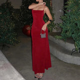 ADVBRIDGE  -  Party Club Spaghetti Strap Temperament Long Dress Women Simple Criss-cross Solid Color Sleeveless Open Back Sheath Vestidos