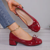 Advbridge 2024 New Women Pumps Platform Round Toe Heels Women Bow-knot Sweet Ballet Shoes Office Woman Mary Jane Shoes Zapatos De Mujer