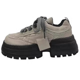 Advbridge Heighten Platform Shoes for Women Fashion PU Leather Ladies Shoes Casual Versatile Design Lace Platform Sneakers