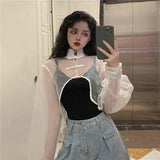 Advbridge Sexy Women Blouses Transparent Top Harajuku Crop White Black Shirt Long Sleeve Sweet Outerwear Chic Beautiful Ins Fashion