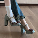 ADVBRIDGE  -  Platform Thick Heel Women Mary Jane Shoes Ladies Elegant Wedding Party Pumps 2026 Spring Ladies Designer Luxury Single Shoes