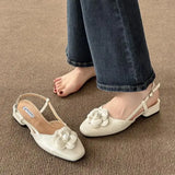 Advbridge Summer Women's Shoes Casual Heels Navy Blue Pumps 2025 Shallow Mouth Sweet Sandals Ladies Comfortable Low Orange Straps Branded