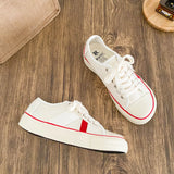 ADVBRIDGE  -  New Women Colorblock Vulcanized Canvas Sneakers Flat Sole Lace-Up Soft Comfort Latex Cushion Summer Student Casual Shoes