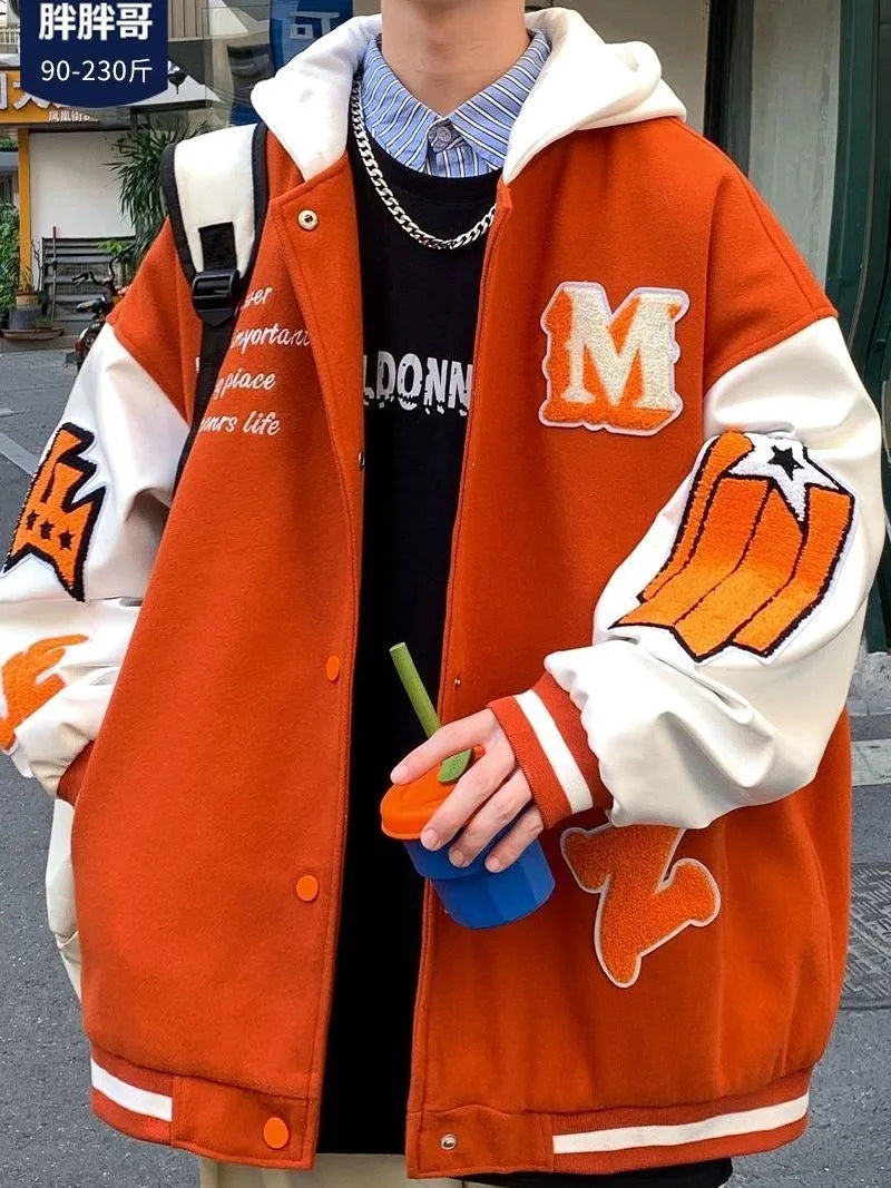 ADVBRIDGE  -  Hip-hop Coat American Retro Joker Coat Men's INS Explosions Baseball Uniform Printing New Loose Leisure Sports Couple Coat