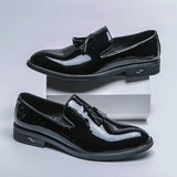 Advbridge Fashion Tassel Patent Loafers Men's Luxury Pea Shoes Night Club Shiny Leather Shoes Black Shoes Slip-on Flats Moccasins Shoes
