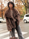 Advbridge Retro Collar Long Sleeved Buttons Women's Faux Fur Coats Winter Thick Warm Solid Color Fury Jacket Female High Street Outerwear