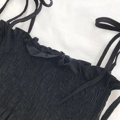 Advbridge Sexy Tank Top Bow Halter Crop Tops Women Summer Folds Camis Backless Camisole Casual Bandage Tee Female Sleeveless Cropped Vest